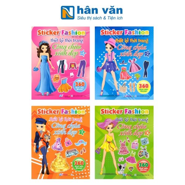  Combo 4 Tập Sticker Fashion - Thiết Kế Thời Trang Công Chúa Xinh Đẹp 