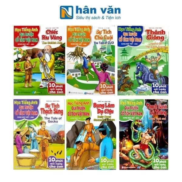  Combo Học Tiếng Anh  Qua Truyện Cổ Tích Việt Nam - Song ngữ Anh Văn - Nhiều Chủ Đề 