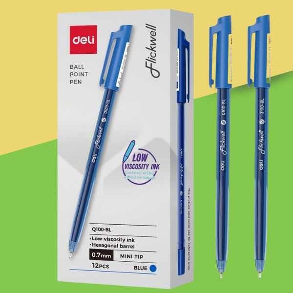  Bút Bi Dầu 0.7mm - Màu Xanh - Deli - EQ100-BL 