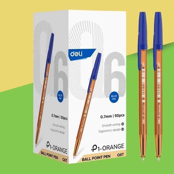  Bút bi_Mực xanh_Ngòi đạn_0.7mm - Deli - EQ6T 