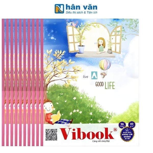Combo 10 Cuốn Tập Vibook Happy Fresh Start - 96 Trang Caro - nhanvan.vn