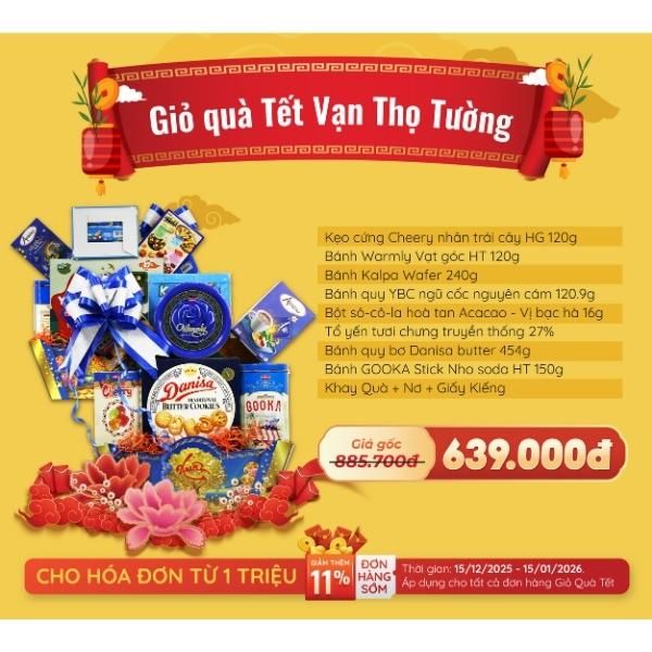 Giỏ Quà Tết Vạn Thọ Tường - Tết Bính Ngọ - 2026 - nhanvan.vn