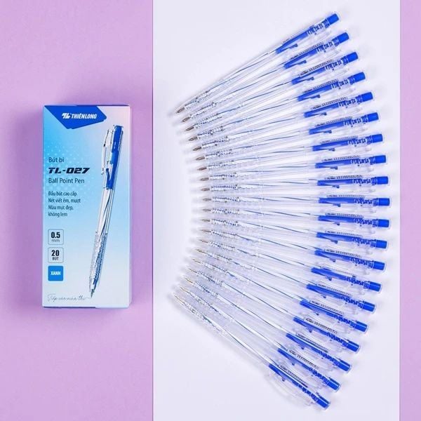 Hộp 20 Bút Bi 0.5 mm Thiên Long TL-027 - Mực Xanh - nhanvan.vn