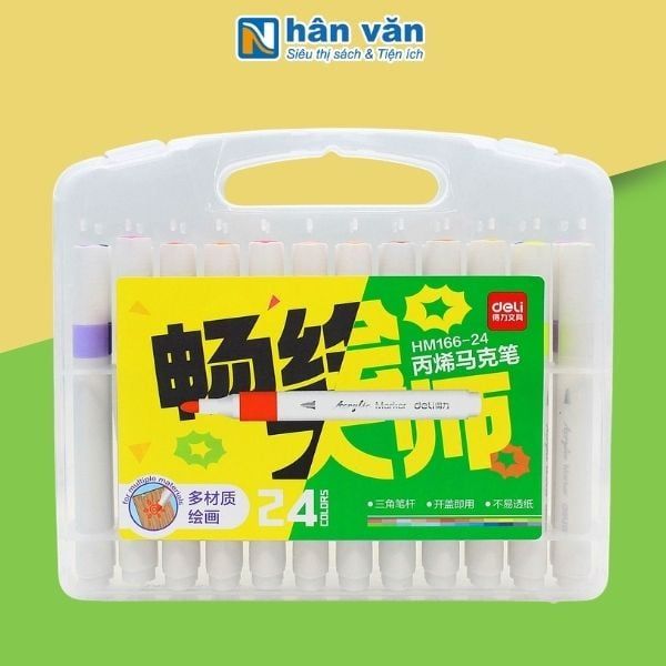 Hộp 24 Bút Màu Acrylic Marker - Deli HM166-24 - nhanvan.vn