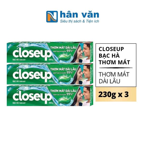  Kem Đánh Răng CLOSEUP  Bạc Hà Thơm Mát 230g (3 Tuýp +1 Blindbox) 