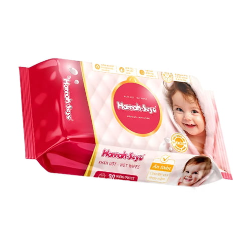 Khăn Ướt Hannah - Seyo - Gói 30 tờ 14.5x19cm (Đỏ/ Tím)