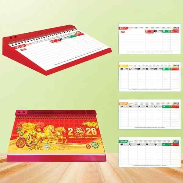  Lịch Bàn 53 Tuần Đế Nhựa Lò Xo Giữa 2026 - Chủ Đề Phong Thủy 