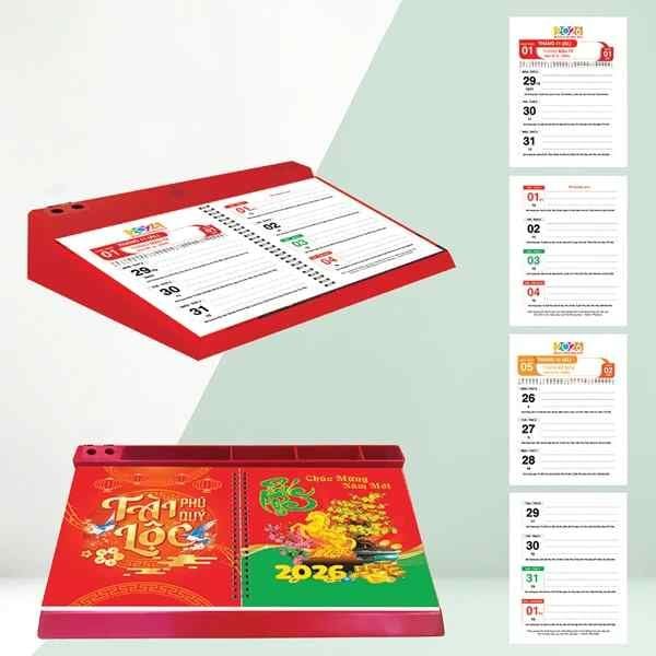  Lịch Bàn 53 Tuần Đế Nhựa Lò Xo Giữa 2026 - Chủ Đề Tài Lộc Phú Quý 