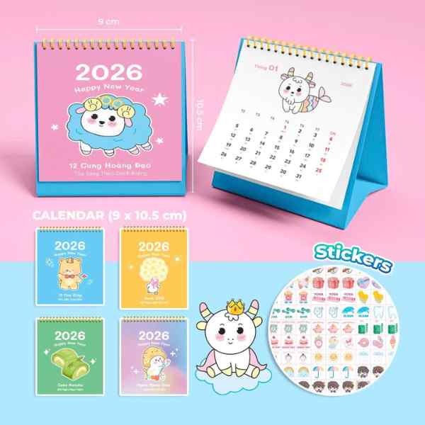 Lịch Bàn- Teen Mini 2026 - 12 Cung Hoàng Đạo Tỏa Sáng Theo Cách Riêng