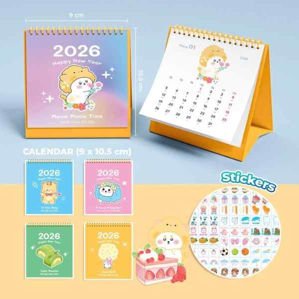 Lịch Bàn- Teen Mini 2026 - Meow Meow Time - Hạnh Phúc Đủ Đầy - nhanvan.vn