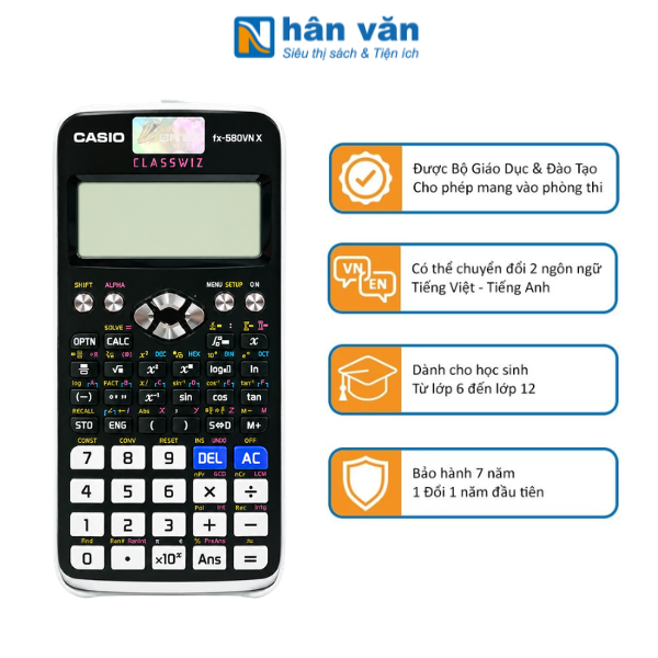 Máy Tính Casio FX580 VNX Chính Hãng - Bảo Hành 7 Năm - nhanvan.vn