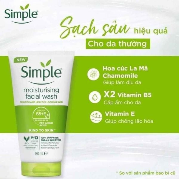 Sữa Rửa Mặt Simple Dưỡng Ẩm Cho Da Khỏe Và Mịn Màng 150ml - nhanvan.vn