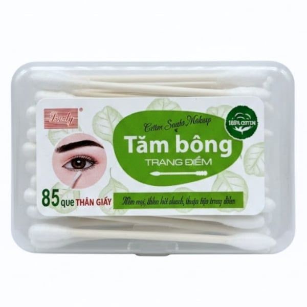 Tăm Bông Trang Điểm Lovely - Thân Giấy Cao Cấp - Hộp 85 Cái - nhanvan.vn