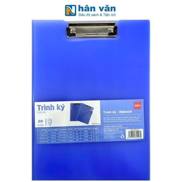 Bìa Trình ký Nhựa A4 Đôi - Deli - EF402-VN - Trong Suốt Xanh - nhanvan.vn