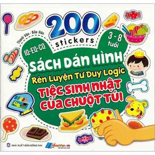 200 Stickers - 3-8 Tuổi - Sách Dán Hình Rèn Luyện Tư Duy Logic - Tiệc Sinh Nhật Của Chuột Túi - nhanvan.vn