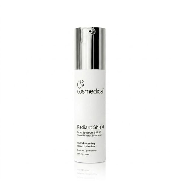 Tuýp kem chống nắng vật lý bảo vệ da sáng hồng Cosmedical Radiant Shield SPF 40 50ml.
