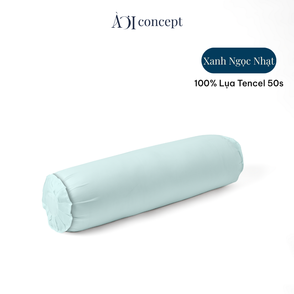 Vỏ gối ôm | Lụa Tencel 50s | 37 x 100 cm | Mềm mại, Thoáng khí | Xanh Ngọc Nhạt | VGTC000028 | À Ơi Concept
