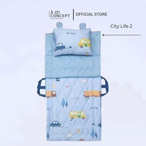  Bộ chăn gối nệm cho bé Tencel 60s, Họa tiết [ City Life 2] 