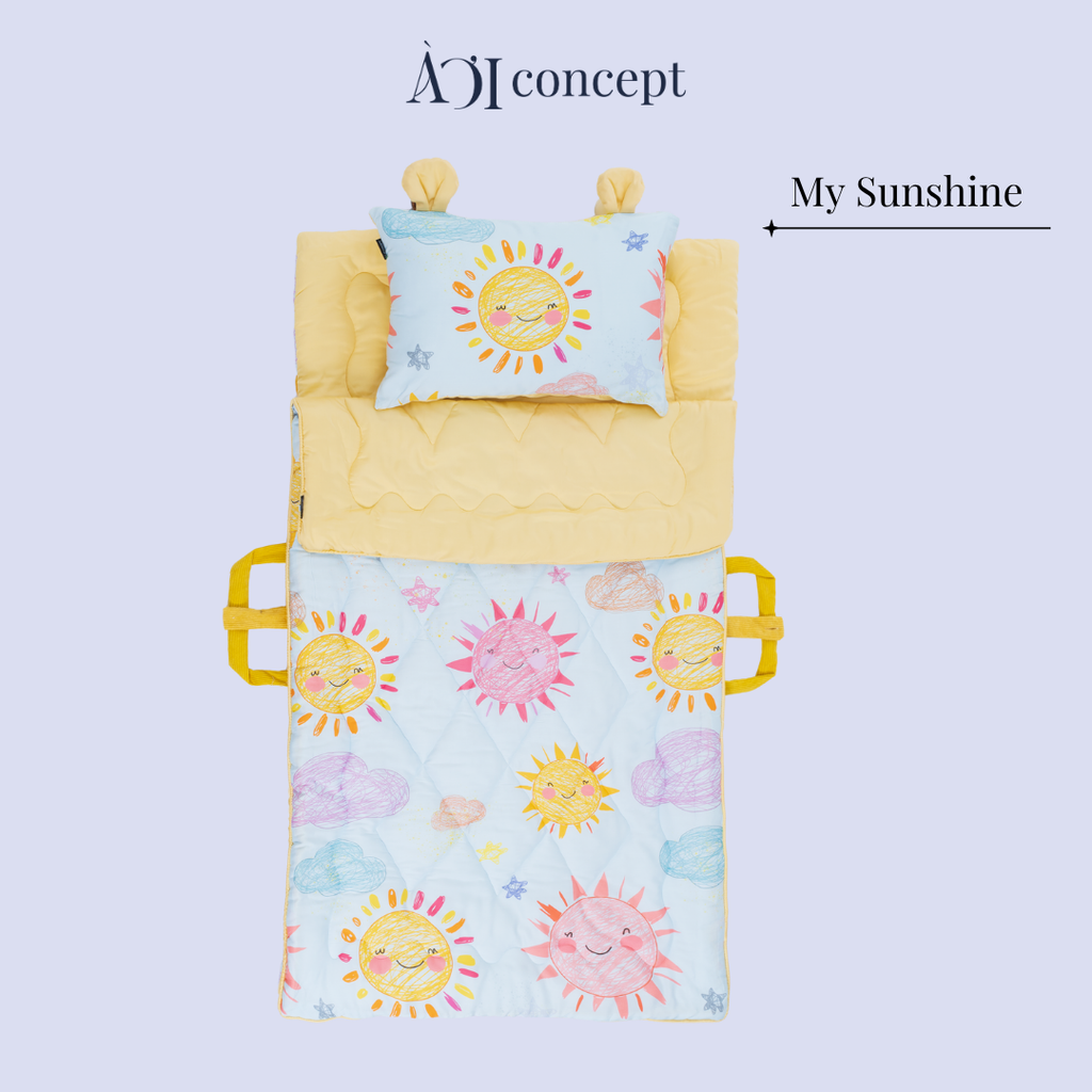 Bộ chăn gối nệm cho bé Tencel 60s, Họa tiết [ My Sunshine] À ƠI CONCEPT CGCB00107