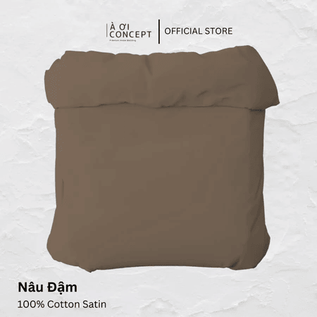  Bộ chăn ga gối Cotton Trơn | 5 món | Nâu Đậm | À Ơi Concept 
