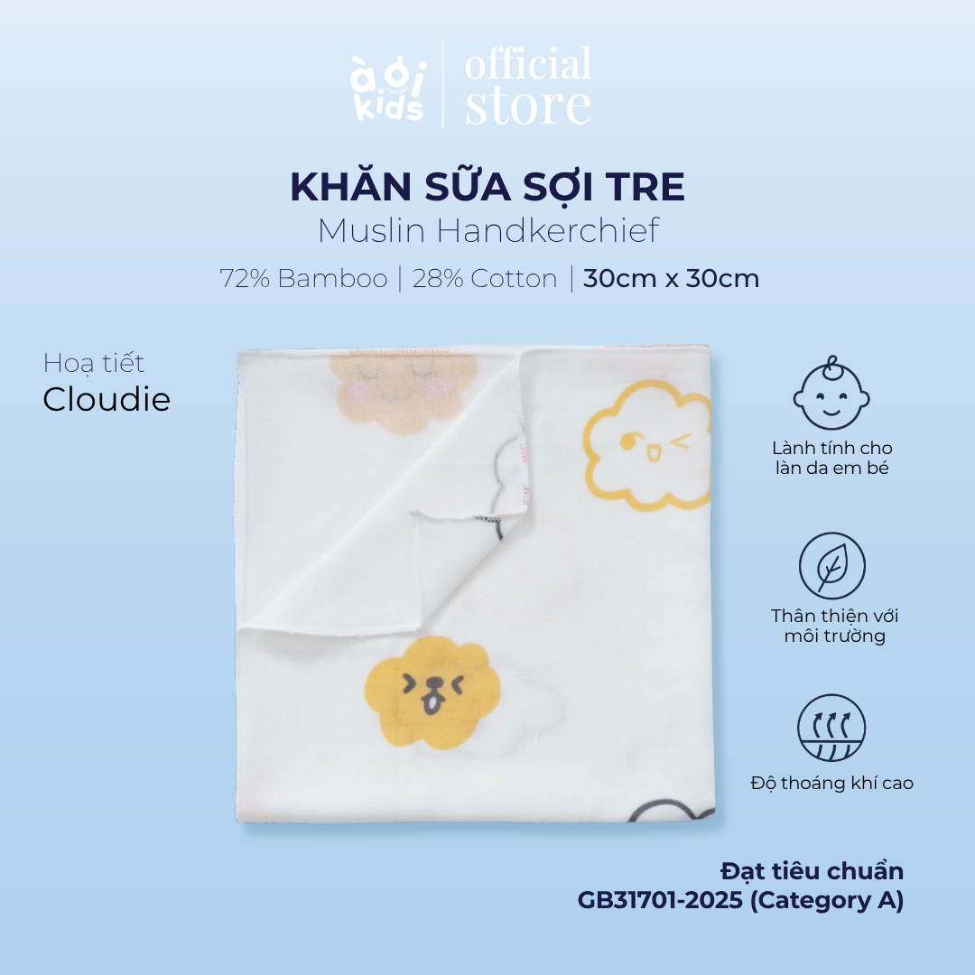  Khăn sữa Muslin Handkerchief  Cho Bé - Set 5 Cái 