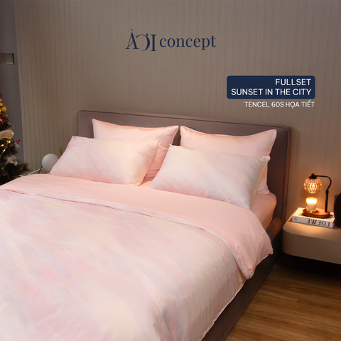 Bộ chăn ga gối Tencel 60s, họa tiết [Sunset In The City] À ƠI CONCEPT 