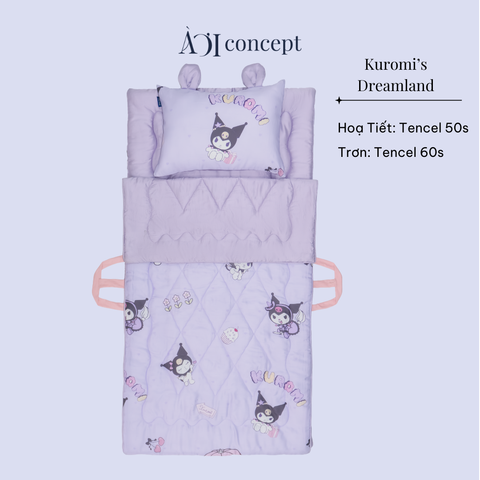  Bộ chăn gối nệm cho bé Tencel 60s, Họa tiết Tencel 50s [ Kuromi's Dreamland ] 