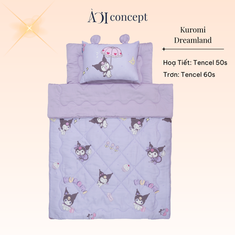  Bộ chăn gối nệm cho bé ( Mền lớn) Tencel 60s, Họa tiết Tencel 50s [ Kuromi Dreamland ] 