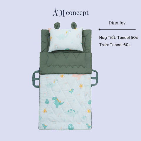  Bộ chăn gối nệm cho bé Tencel 60s, Họa tiết Tencel 50s [ Dino Joy ] 