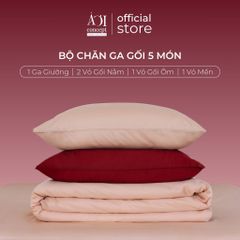  Bộ chăn ga gối Tencel 60s Ardent Love [Đỏ Nhung x Hồng Nude] À ƠI CONCEPT 