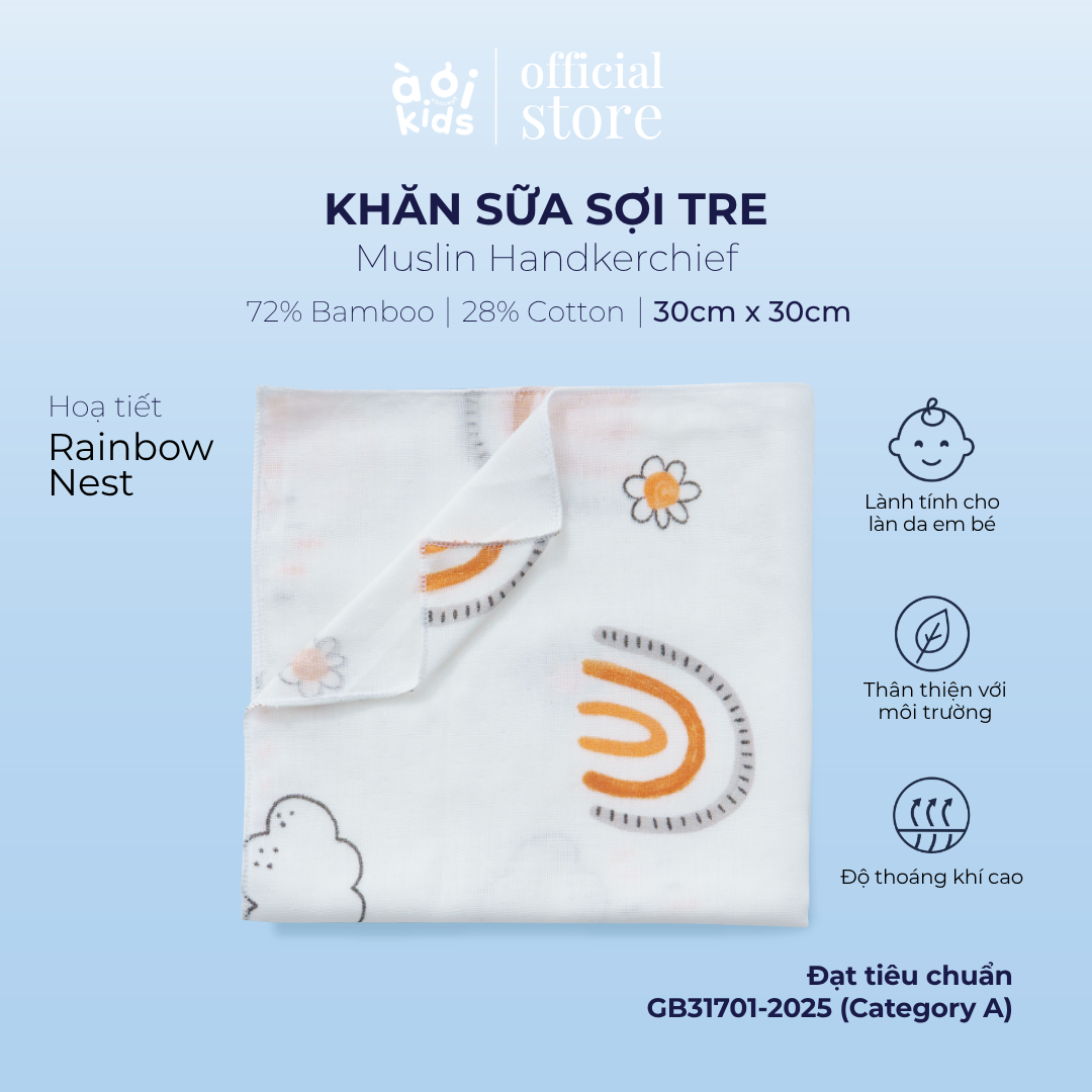  Khăn sữa Muslin Handkerchief  Cho Bé - Set 5 Cái 