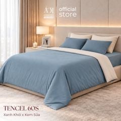 Bộ chăn ga gối Tencel 60s Serene Moment [Xanh Khói x Kem Sữa] À ƠI CONCEPT 