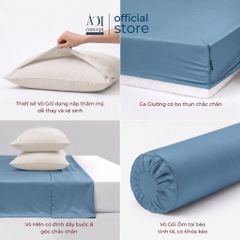  Bộ chăn ga gối Tencel 60s Serene Moment [Xanh Khói x Kem Sữa] À ƠI CONCEPT 