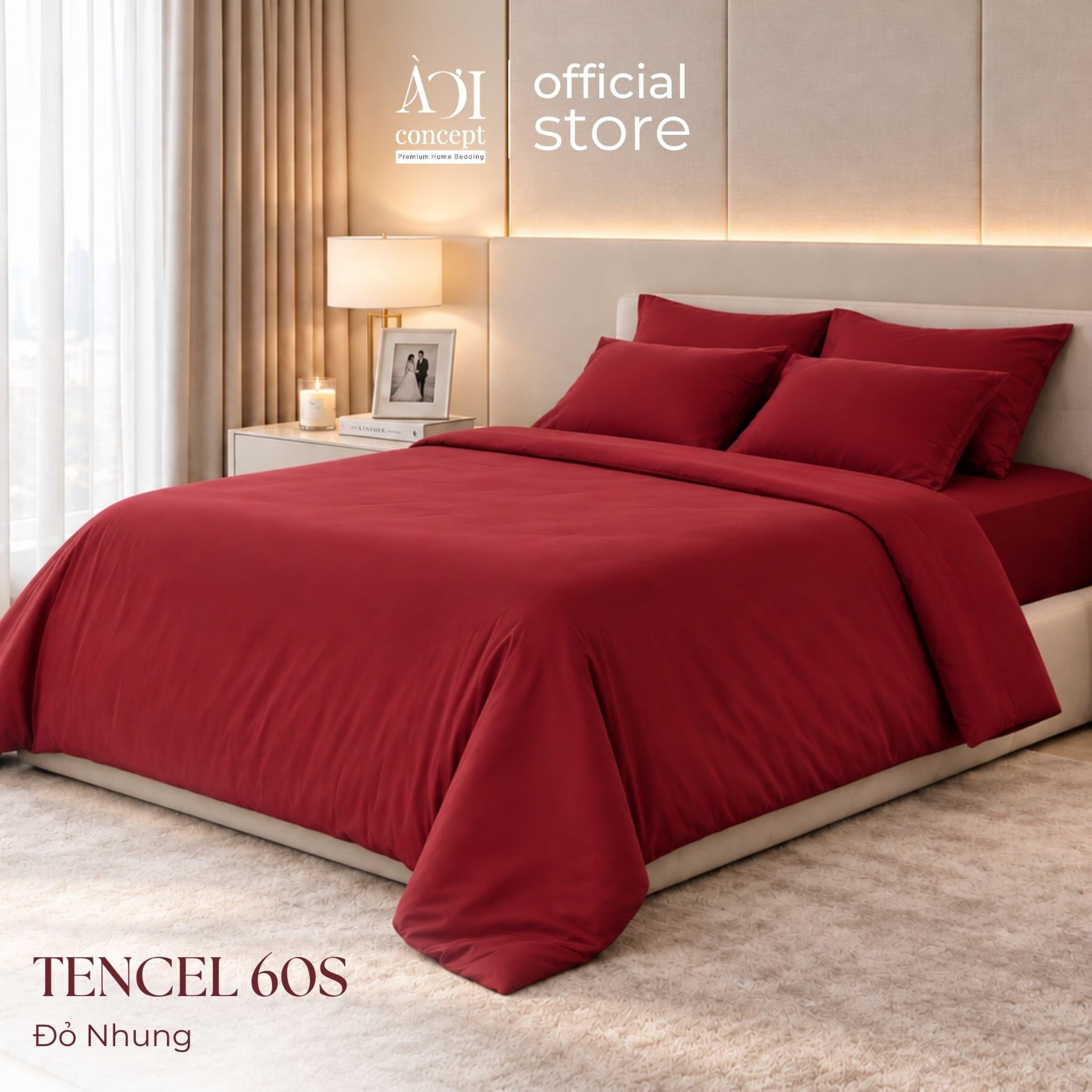  Bộ chăn ga gối Tencel 60s Velvet Kiss [Đỏ Nhung] À ƠI CONCEPT 
