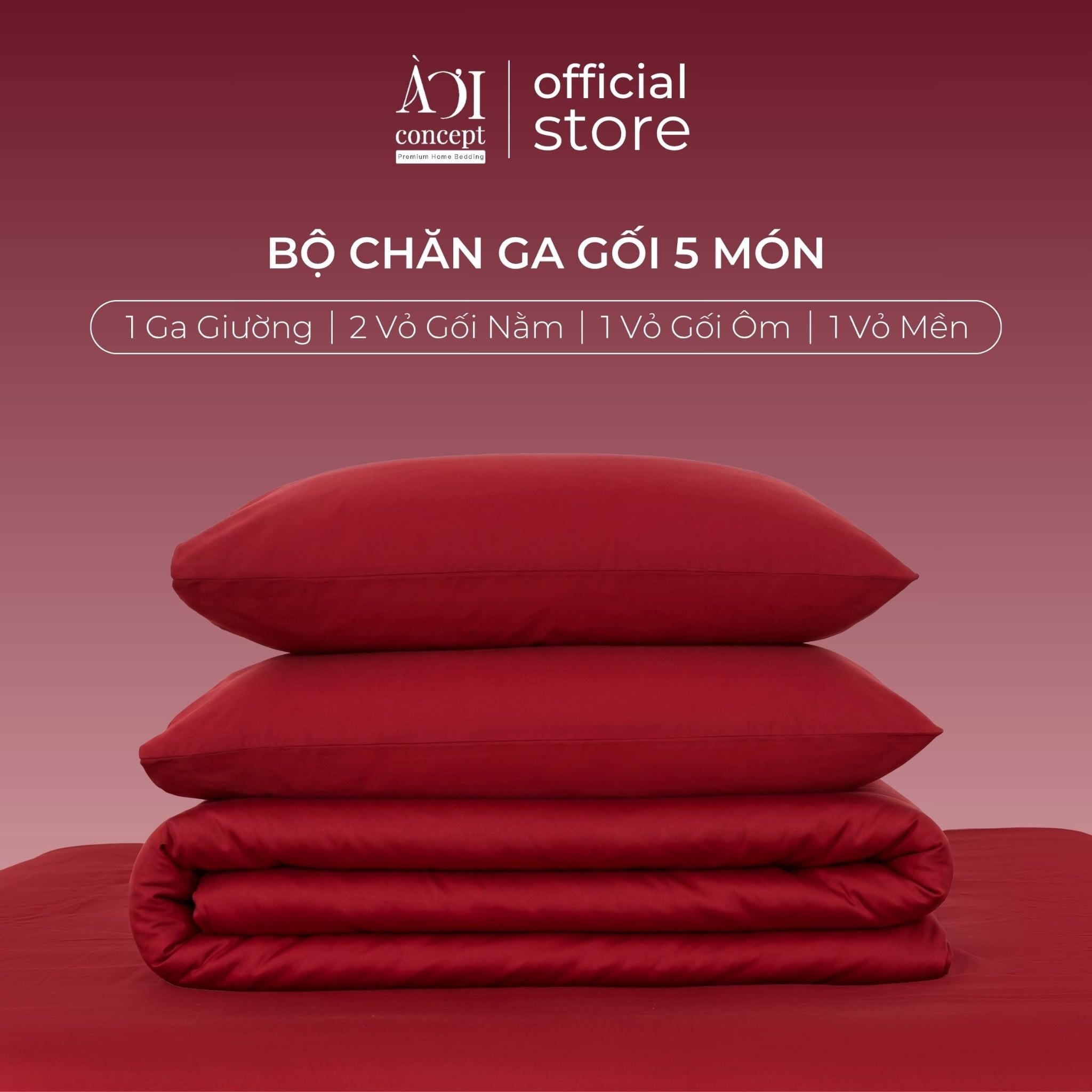  Bộ chăn ga gối Tencel 60s Velvet Kiss [Đỏ Nhung] À ƠI CONCEPT 