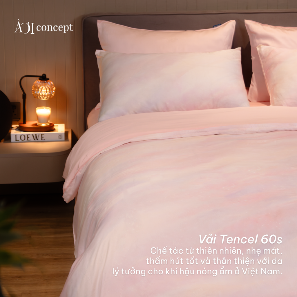 Bộ chăn ga gối Tencel 60s, họa tiết [Sunset In The City] À ƠI CONCEPT