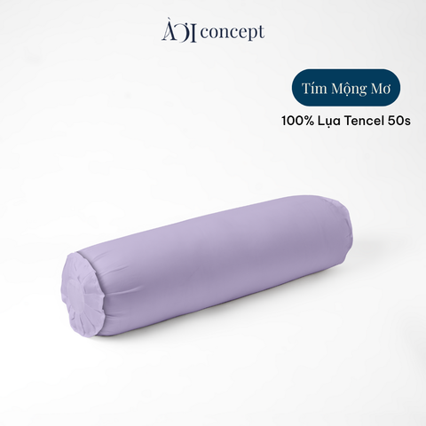  Vỏ gối ôm | Lụa Tencel 50s | 37 x 100 cm | Mềm mại, Thoáng khí | Tím Mộng Mơ | VGTC000031 | À Ơi Concept 