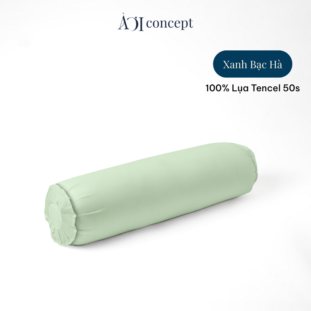 Vỏ gối ôm | Lụa Tencel 50s | 37 x 100 cm | Mềm mại, Thoáng khí | Xanh Bạc Hà | VGTC000032 | À Ơi Concept