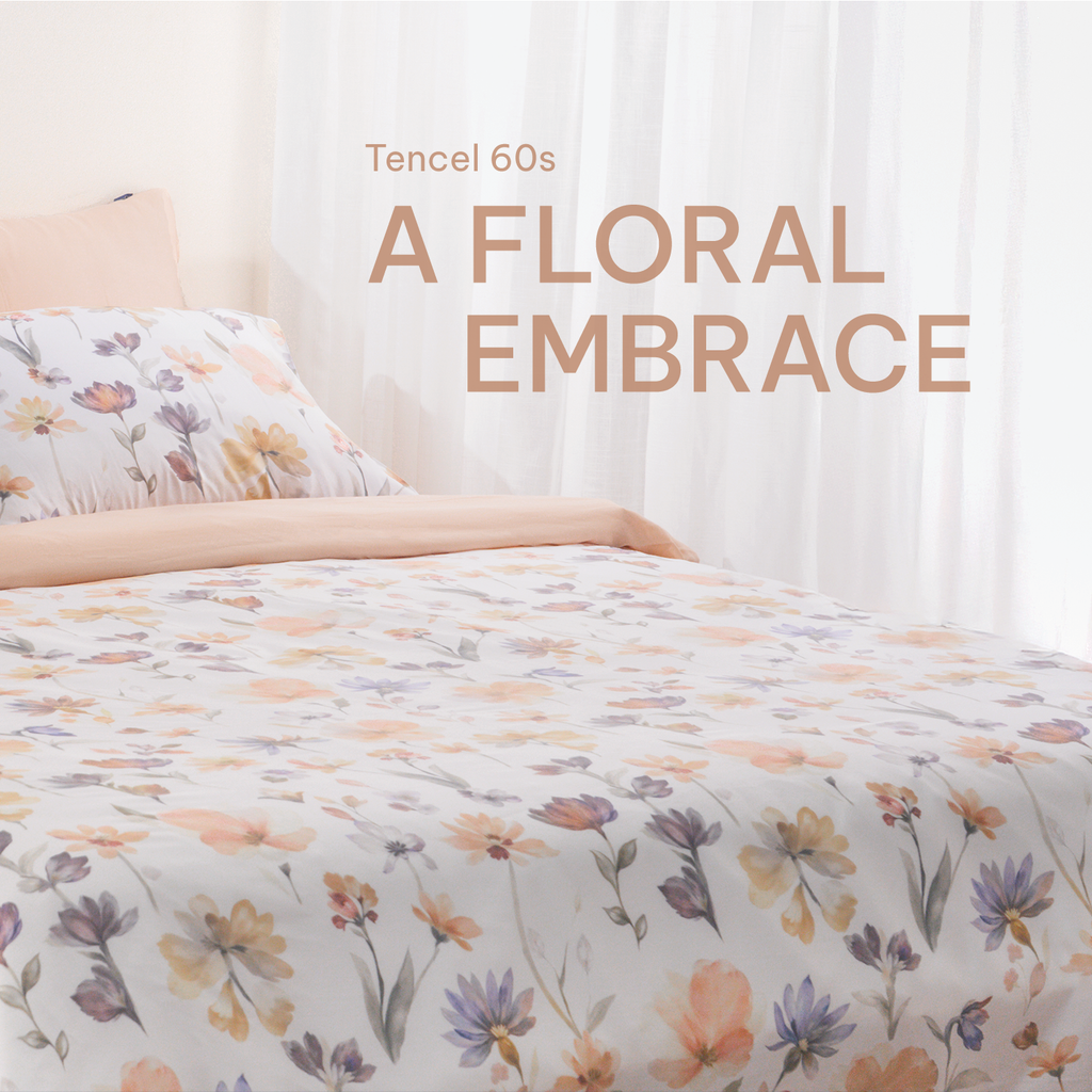 Bộ chăn ga gối Tencel 60s, họa tiết [ A Floral Embrace ] À ƠI CONCEPT