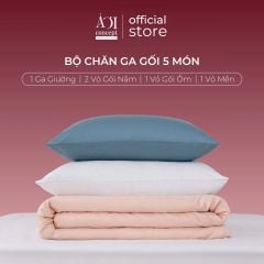 Bộ chăn ga gối Tencel 60s Whispered Vows [Xanh Khói x Trắng Tinh x Hồng Nude] À ƠI CONCEPT