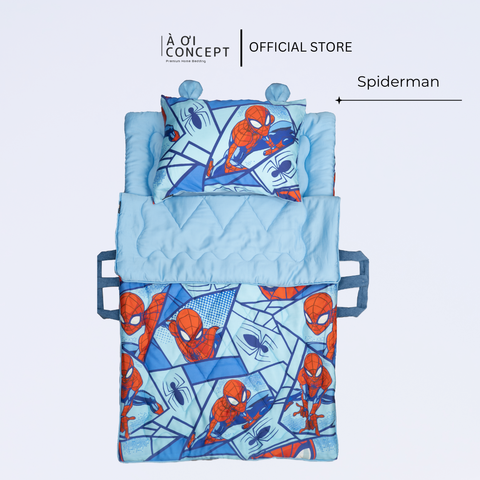 Bộ chăn gối nệm cho bé Tencel 60s, Họa tiết [ Spiderman] 