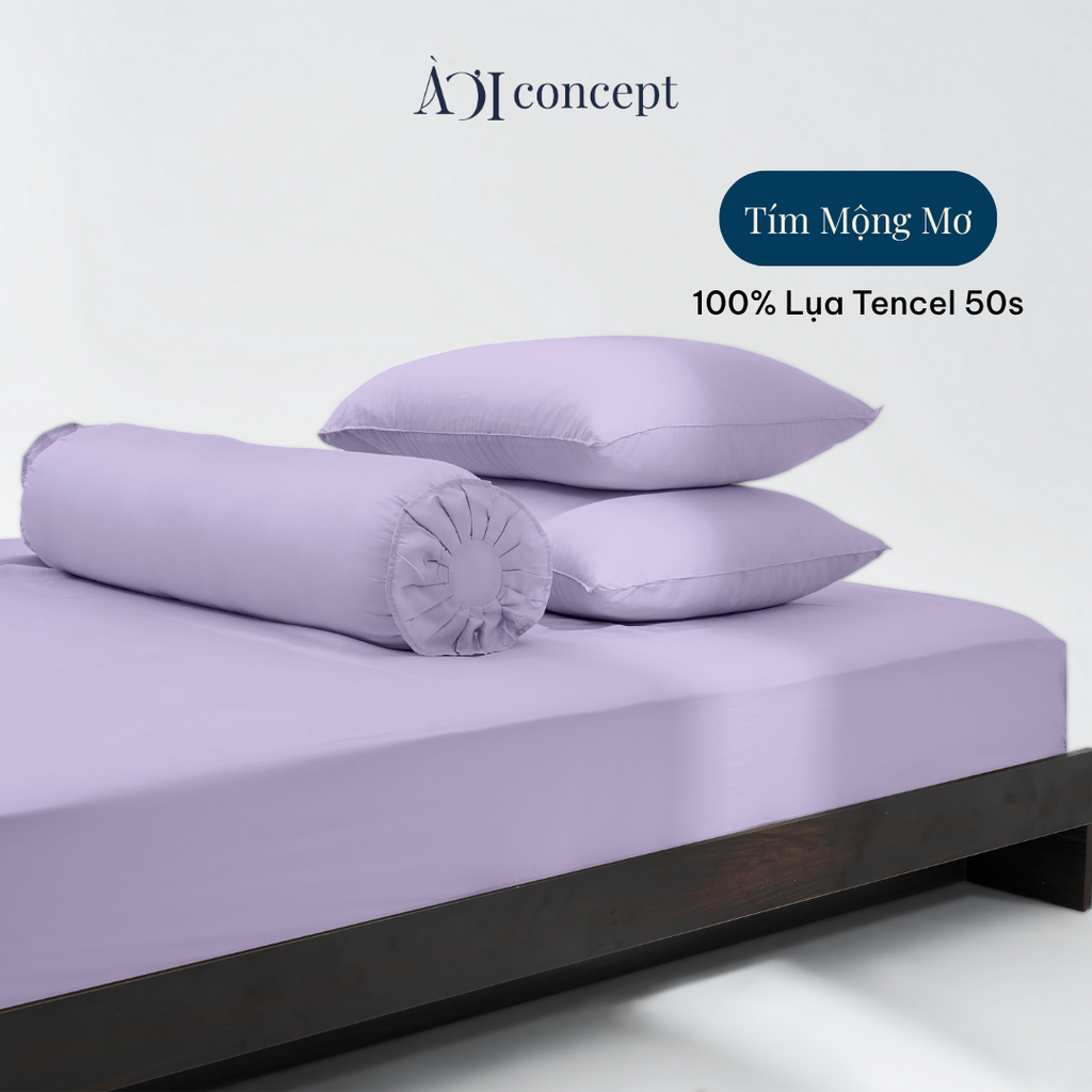 Bộ chăn ga gối 4 món Tencel 50s [ Tím Mộng Mơ] À Ơi Concept BCGG0002
