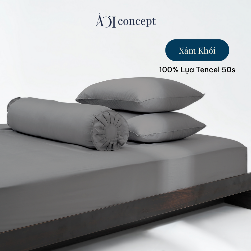 Bộ chăn ga gối 4 món Tencel 50s [ Xám Khói] À Ơi Concept BCGG0009