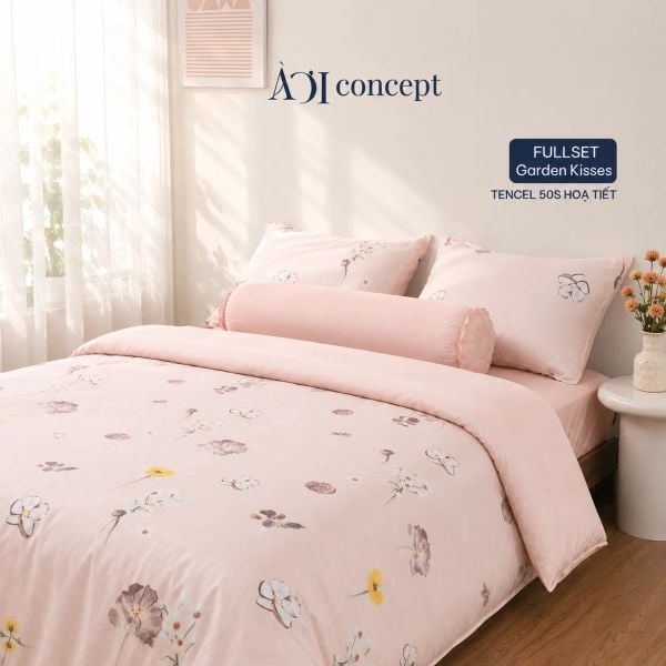  Bộ chăn ga gối 5 món Hoạ Tiết | Tencel 50s [ Garden Kisses] À Ơi Concept 