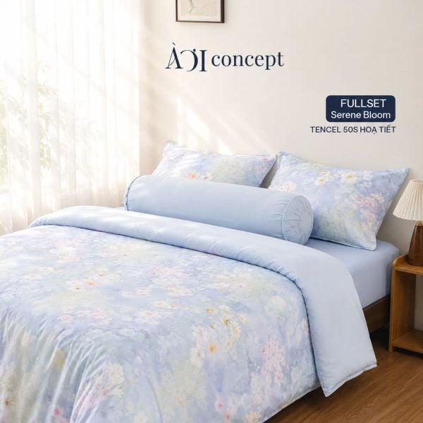  Bộ chăn ga gối 5 món Hoạ Tiết | Tencel 50s [ Serene Bloom] À Ơi Concept 