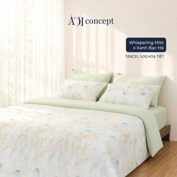  Bộ chăn ga gối 5 món Hoạ Tiết | Tencel 50s [ Whispering Mist ] À Ơi Concept 
