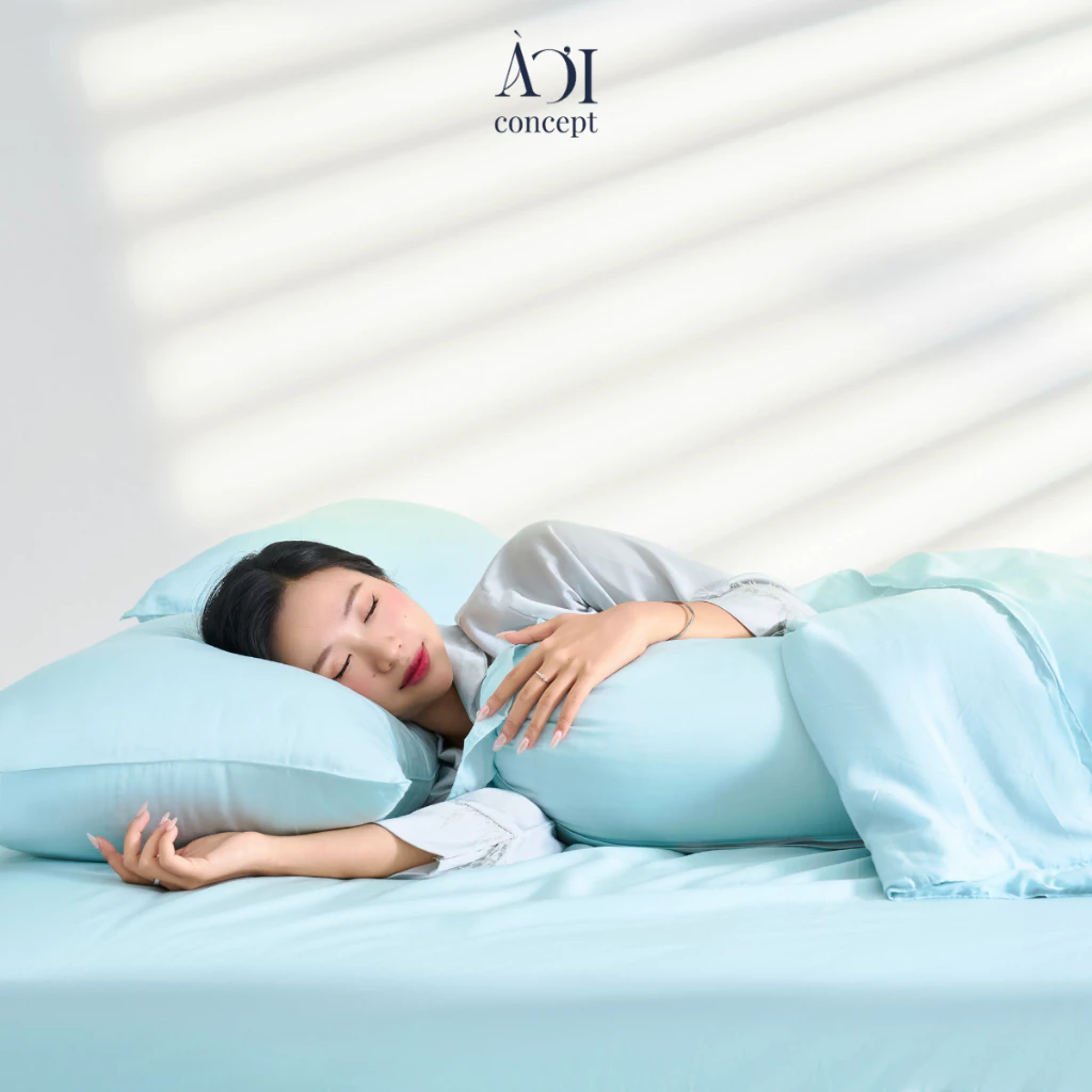 Bộ chăn ga gối 5 món Tencel 50s [ Nâu Bạc Sỉu] À Ơi Concept BCGG00014
