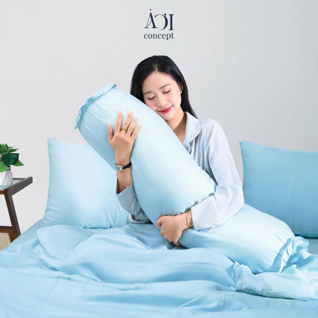 Bộ chăn ga gối 5 món Tencel 50s [ Nâu Bạc Sỉu] À Ơi Concept BCGG00014