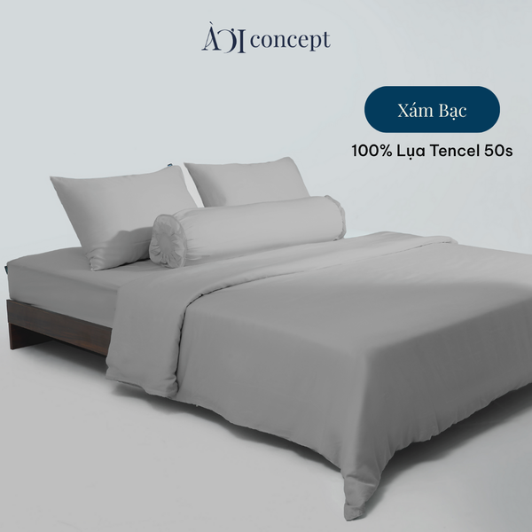  Bộ chăn ga gối 5 món Tencel 50s [ Xám Bạc] À Ơi Concept BCGG00017 
