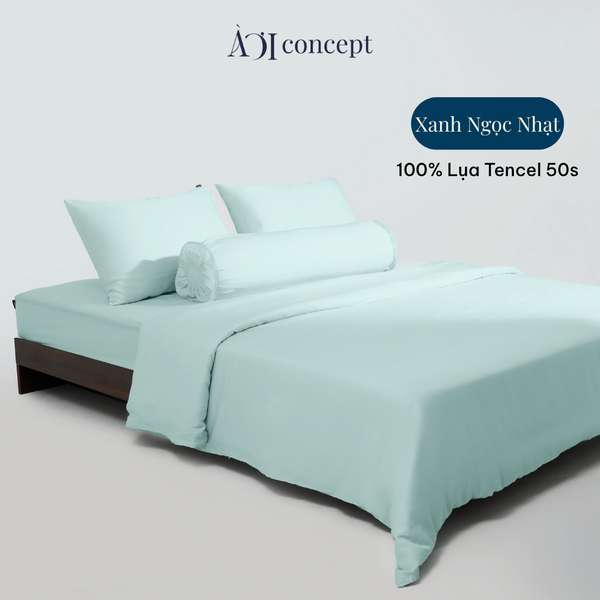  Bộ chăn ga gối 5 món Tencel 50s [ Xanh Ngọc Nhạt] À Ơi Concept BCGG00018 